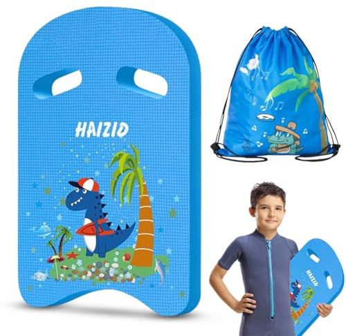 Schwimmbrett Kinder ab 3, Kickboard Schwimmen Kinder mit Sportbeutel, Schwimmboard mit Griffen und Cartoon Muster, Schwimmbrett Erwachsene, Schwimmhilfe Trainingsausrüstung (Blau)