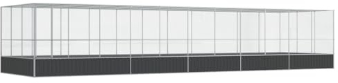 vidaXL Voliere mit Erweiterung Silbern 1139x307x212 cm Stahl