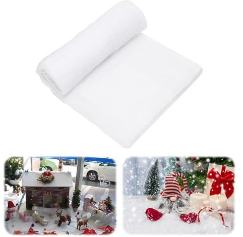 RANJIMA Watte Deko Weihnachten, Weihnachten Künstliche Schneedecke, 80x 240cm Verdickt Weich Weihnachtsdeko Schneedecke Schneewatte Deko Kunstschnee für Weihnachtsbaum Winterdorf-Displays Tischläufer