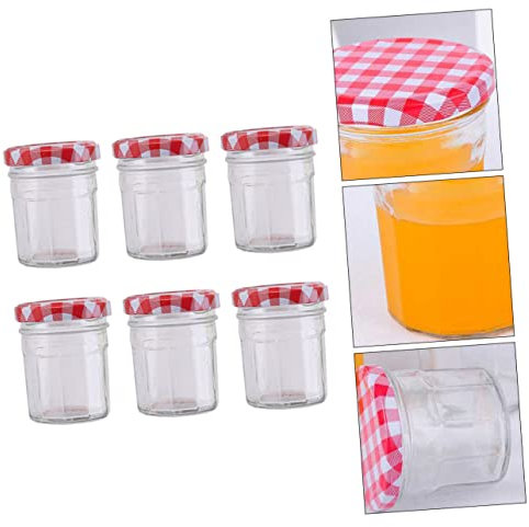 OKUMEYR Pot De Miel Hermétique - Bocaux En Verre Avec Cuillère - Lot De 6 Couvercles - Bocaux De Conservation
