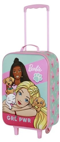 Karactermania Barbie Pets-Valise à roulettes Soft 3D, Rose, 17 x 33 x 52 cm, Capacité 26 L