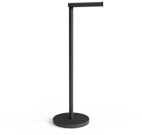 Minismus Portarrollos Papel Higiénico de Pie Negro - Soporte para 4 Rollos con Almacenaje - Dispensador Estable y Elegante - Accesorios Cuartos de Baño Modernos