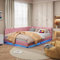 BRILVERDE Polsterbett Schlafsofa 140x200 cm,mit LED und USB Anschluss,Bettgestell mit Lattenrost,Jugendbett,Teddy-Samtstoff,Rosa (Rosa)