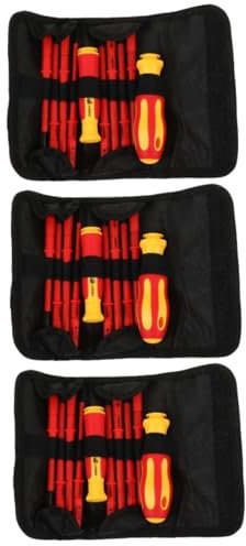 SHINEOFI 3 Set Cacciaviti Isolati per Elettricisti Kit Completo con Cacciaviti Strumenti Elettrici Sicuri per Riparazioni Domestiche e Professionali Design Pratico per Facile Trasporto e