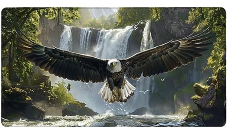 Gaming Mousepad XXL Groß Mauspad 600 x 300mm den Eagle Falls Mouse Pad Tischunterlage Large Size Verbessert Präzision und Geschwindigkei mit Genähten Kanten Unterseite rutschfestem Home Office D-925