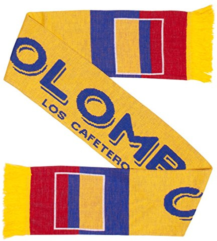 Bufanda de punto de fútbol Colombia, Azul, Rojo, Amarillo, fits all