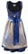 Edelnice Trachtenmode Bayerisches Damen Midi Dirndl Kleid 2-teilig + Schürze Royalblau Gold - Blau Gr. 36