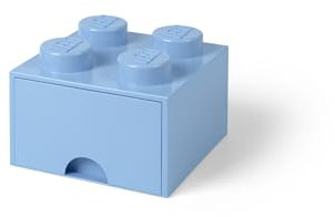 LEGO Brick Drawer, 4 Knobs, 1 Drawer, Stackable Storage Box, Light Royal Blue