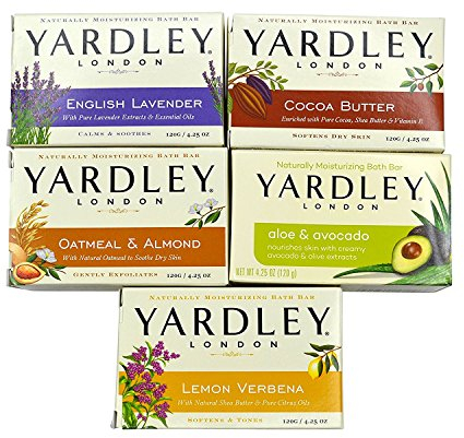 Yardley London Soap Bath Bar Bundle - 10 Bars: English Lavender, Oatmeal and Almond, Aloe and Avocado, Cocoa Butter, Lemon Verbena 4 Ounce Bars (Pack of 10, Two of each)