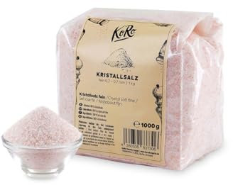 KoRo - Sale cristallino fine 1 kg - 100 % alternativa naturale e non lavorata al sale da tavola arricchito senza additivi