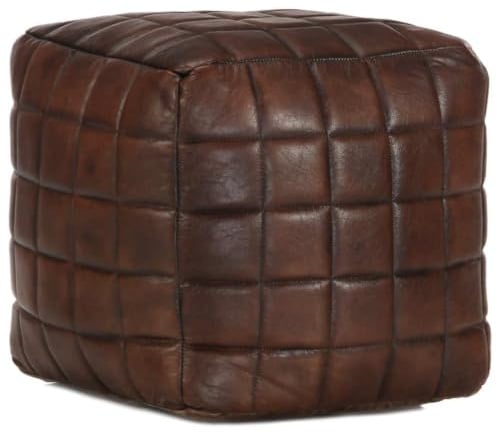 vidaXL Pouf Dunkelbraun 40 x 40 x 40 cm Echtes Ziegenleder