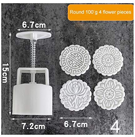 ECOSWAY Quadratisch/Rund Mooncake Gussform Hand Druck Hersteller Form mit Blume Stempel Plastik Kekse Schneider - 4