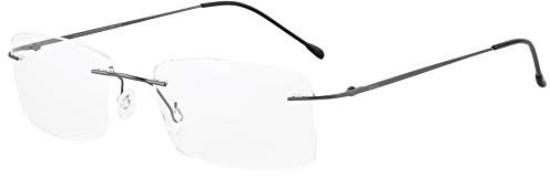 SHINU Herren MR-7 / MR-8 Linsenrahmen Titan Randlos Blaulichtbestaendig Angepasste Kurzsichtige Brille-NS1024(C1,anti blau-2.25)