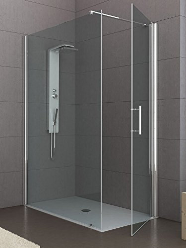 Cabina Box Doccia Cristallo 6 MM 2 Lati Porta Battente su Lato Corto Anta Fissa 80 X 140 CM, H 200 CM