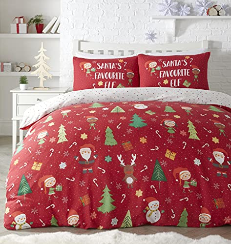 Bedlam Elf & Santa – Pflegeleichtes Bettbezug-Set, Polycotton, Mehrfarbig, Einzelbett