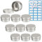 ZEOABSY 10 Pièces 80ml Pots en Aluminium Vide Rond Argent Petit Cosmétiques Pot Conteneurs for Fait Main Bougies Crème Baume Voyage, 5X Spatule, 1x Étiquettes