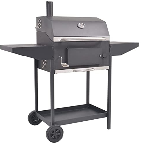 MUSEVANE Holzkohlegrill Smoker mit Ablage Schwarz