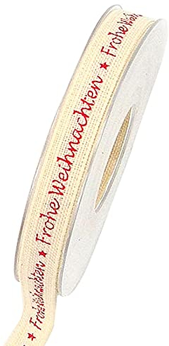 Stoffband mit Spruch Frohe Weihnachten I B:15 mm L:20 Meter I kompostierbar