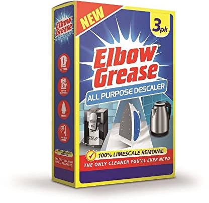 Elbow Grease All Purpose Descaler – Up to 100% Limescale Removal | Suitable for Kettles, Coffee Machines, Steam Irons & Shower Heads (3 Pack Liquid Sachets)