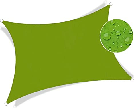 Sonnensegel viereckig 2x6.5m Sonnenschutz wasserdichte Sonnenschutzblende Atmungsaktiv Picknick Für Terrasse Mit Zubehör Edelstahl Befestigungs, Grün