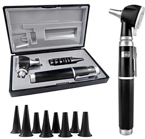 SCIAN New Otoscope Kit - Ear Scope with Light, 3X Magnification, 8 Speculum Tips Size Diagnostic Ear Care Tool with Hard Plastic Case - Pocket Medical Otoscope Set for Nurse,Children,Adults,Pets