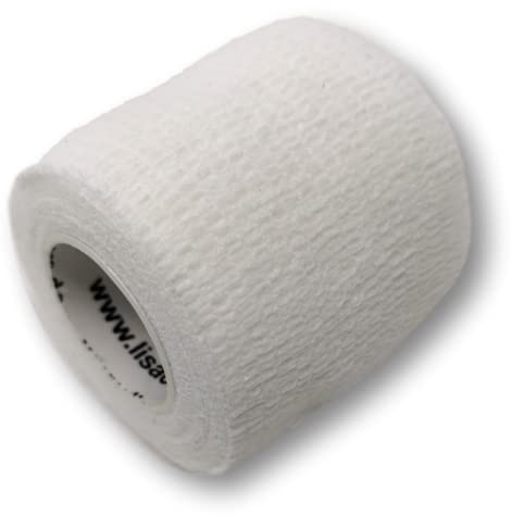 LisaCare selbsthaftende Fixierbinde - 2 Rollen, 5cm breit - Medizinprodukt | elastische Mullbinden wasserfest atmungsaktiv mit Farb- & Motivauswahl (Weiß) - Kohäsive Bandage - Medizinprodukt