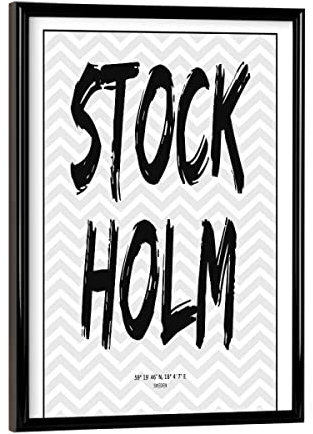 artboxONE Poster mit schwarzem Rahmen 18x13 cm Typografie Stockholm Sweden - Bild Stockholm Reisen Stockholm