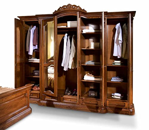 SIMEX Furniture - Kollektion Cristina - 5-türiger Kleiderschrank - Massivholz - Buchenholzmöbel, Naturbraun - Wohnzimmer, Büro
