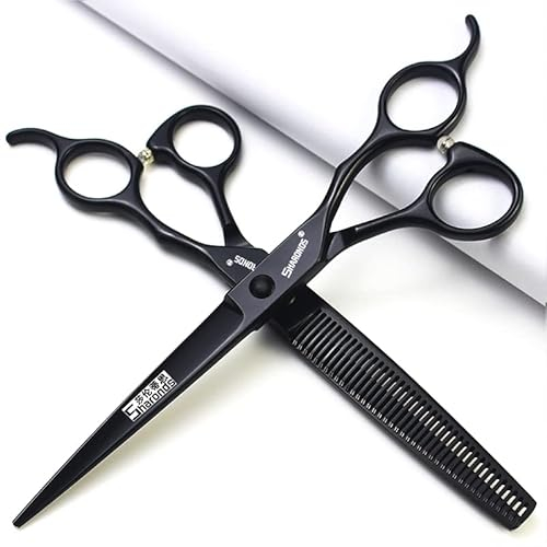 6 Zoll/ 7 Zoll Haarschneideschere set,haarschere,ausdunnschere SHARONDS 440C Schwarz (7 zoll 2Stück)