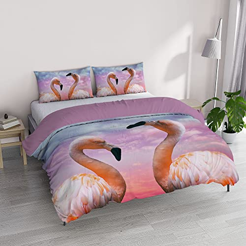 Italian Bed Linen Goodnight Bettwäsche-Set mit Digitaldruck, Mikrofaser, Flamingo, Doppelbett