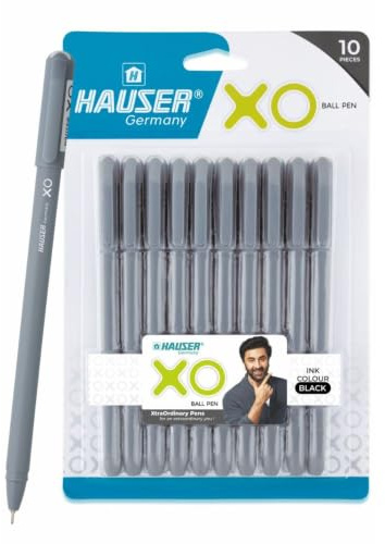 Hauser Germany Xo Kugelschreiberbox, Spitzengröße 0,7 mm, schlanker Körper und minimalistisches Design, mattes Finish, fester Körper, Tinte mit niedriger Viskosität, ultra-langlebige Spitze, schwarze