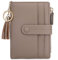 HKCLUF Portefeuille Petit pour Femme, Porte Monnaie Cuir Sac d'argent Femmes RFID Blocage Porte-Cartes avec Pompon Zippé Portefeuilles Nombreux Compartiments(B03-Gris)