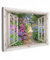 MuchoWow© Wandbilder 90x60 cm Schlafzimmer Home Deko Wohnung Bild Wohnzimmer Fotoleinwand Wand Bilder Leinwand Wall Decor Hortensie - Fensterblick - Blumen - Sommer - Lila - Weg