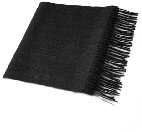 Villand Sciarpa in Cashmere Puro al 100% con Bordi Frangiati, Ampio Scialle in Cashmere Ultra Morbido per Donne e Uomini (Nero)