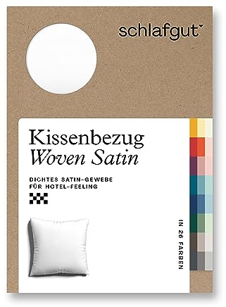 schlafgut Woven Satin Kissenbezug 40x40 cm Full-White Uni in Premium Hotelqualität, Kopfkissenbezug einzeln mit 100% weicher Baumwolle