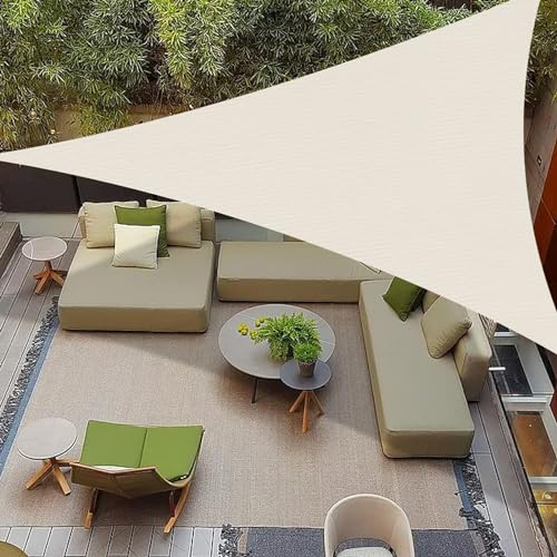 COOLBOYS Tenda parasole triangolare, 3,5 x 3,5 x 30,5 m, color crema, blocco UV, per esterni, patio, prato, giardino, posto auto coperto, cortile, pergolato