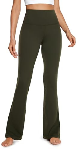 CRZ YOGA Damen Butterluxe Yogahose Schlaghose High Waist Blickdicht Flared Leggings Bootcut Bootleg Soft Sporthose - 81cm Olivgrün 38