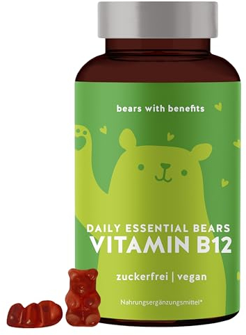 Bears with Benefits Orsetti gommosi alla vitamina B12 - Alto dosaggio di 400 µg per dose, 45 pezzi - Carica energetica contro la stanchezza e la carenza di B12 - Vegano e senza zucchero