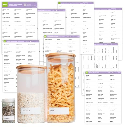 418 x Kitchen Labels for Jars - Contemporary Pantry Labels for Jars and Herb and Spice Labels for Spice Jars