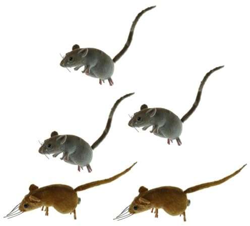 Dualoai Lebensechter Maus Tier Ornament, Kühlschrankmagnet, Topfaufhänger, Gartendekoration, Spielzeug, 5pcs