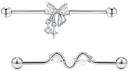 Gojwen 2stk Industrial Bars 38mm Stablänge Chirurgenstahl Silber Scaffold Ohr Barbell Piercing Schmuck