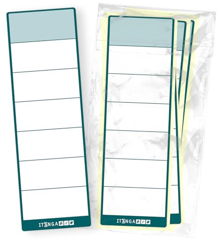 itenga 50x Ordneretiketten Ordnerrückenschild für breite Ordner I Aufkleber für Ordnerrücken selbstklebend aus Haftpapier 6x19cm (petrol)