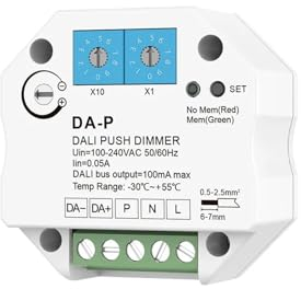 Dimmer push AC DALI 110V 220V 230V LED On/Off Controllo regolazione funzione di memoria Driver DALI Programmabilità indirizzo zavorra (Color : 1 Piece)