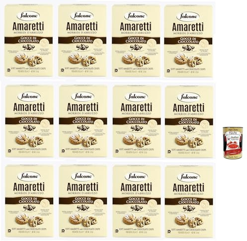 Italian Gourmet Amaretti Morbidi d'Abruzzo cioccolato Softkekse 12 x 170g | Dolci tradizionali soffici; zarte Mandelgebäck-Spezialität mit Kakaoaroma, Gesamtnettogewicht 2,04 kg + Kostenlos Polpa 400g