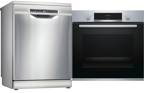 Bosch SMS4HMI07E Serie 4, Lavastoviglie da libera installazione, Home Connect & HBA534BS0 Forno Elettrico da Incasso 7 Programmi di Cottura in Acciaio Inox