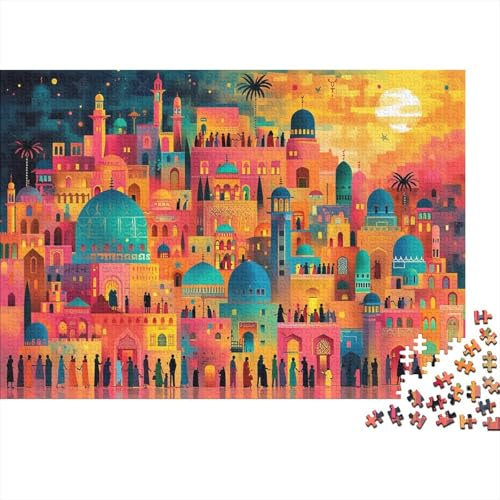 Moschee 500 Stück Puzzles Ramadan-Feierlichkeiten Geschicklichkeitsspiel Für Die Ganze Familie DIY Kreative Unterhaltung Schöne Geschenkidee Premium Quality Mehrfarbig 500pcs (52x38cm)