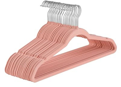 Baroni Home Grucce Velluto 20 pezzi, Grucce Appendiabiti 44,5 cm, Salvaspazio con Superfice Antiscivolo Design, Capacità di Carico Elevata, per Cappotti Camicie Vestiti, Rosa Cipria