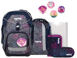ergobag Pack Set ergonomischer Schulranzen Flexibel 6-teilig Set 1. Klasse Grundschule für Mädchen und Jungen