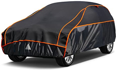kayme Hagelschutzplane Auto Autoabdeckung Wasserdicht Atmungsaktiv. SUV Hagelschutzgarage, Abdeckplane für Hagel Sonne Regen Schutz, Hagelschutz vollgarage für 4X4 (460 bis 490cm) Schwarz