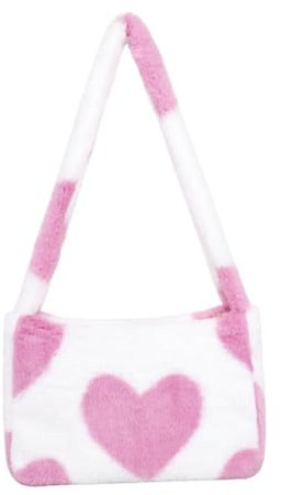 ANDRESLAD Borsa A Tracolla Di in Peluche Con Design A Cuore Per Ragazze Con Portachiavi E Organizer Per Rossetto